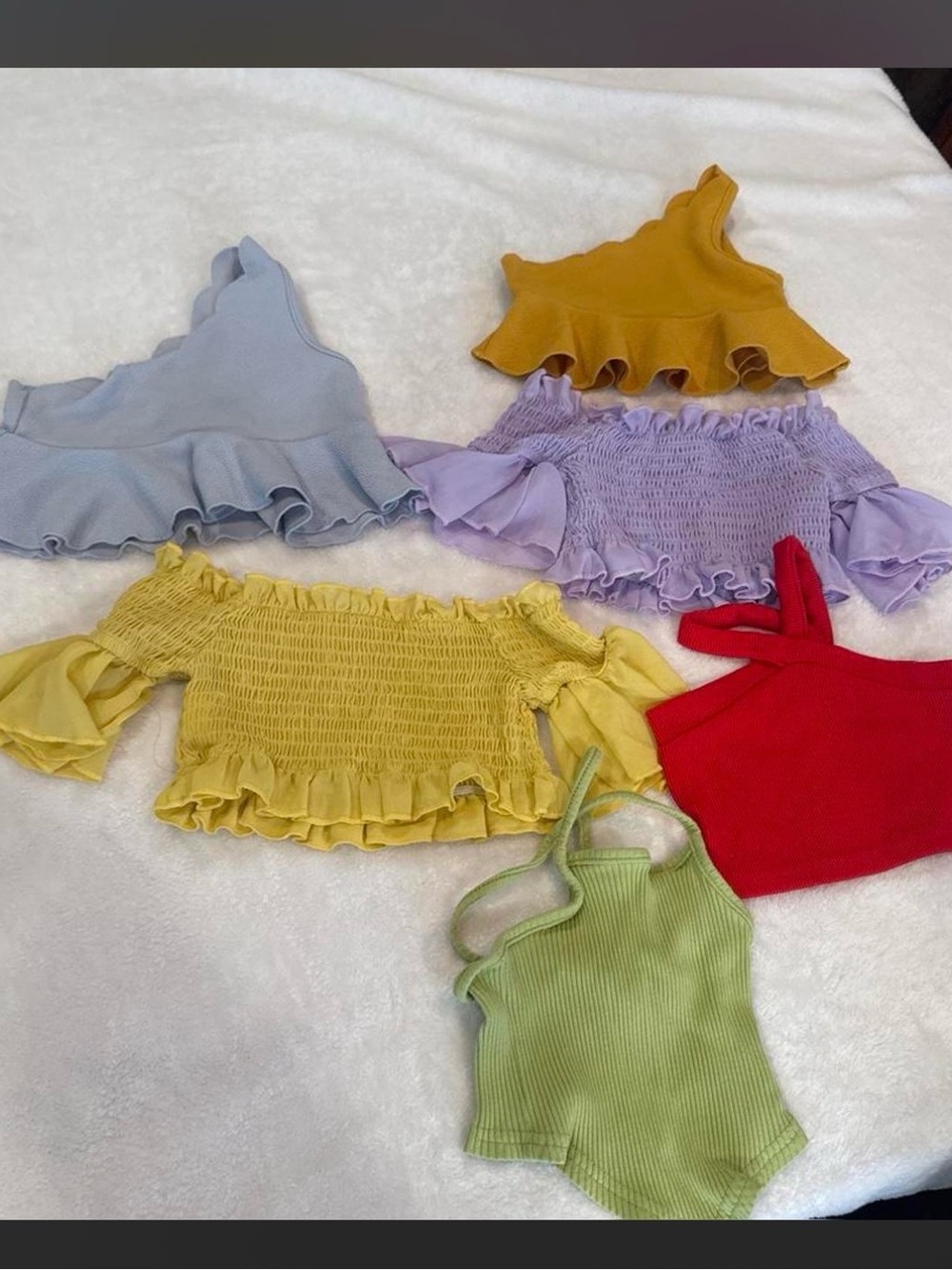 Girls' Ruffle Cropped Tops - Multicolor Set